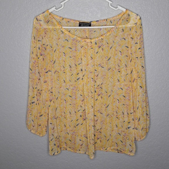 Papermoon Tops - Papermoon Stitch Fix Yellow Confetti Dash Blouse